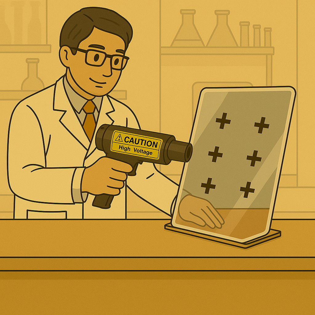 電池式ハンディ除電ガン（簡易タイプ）の使用イメージ