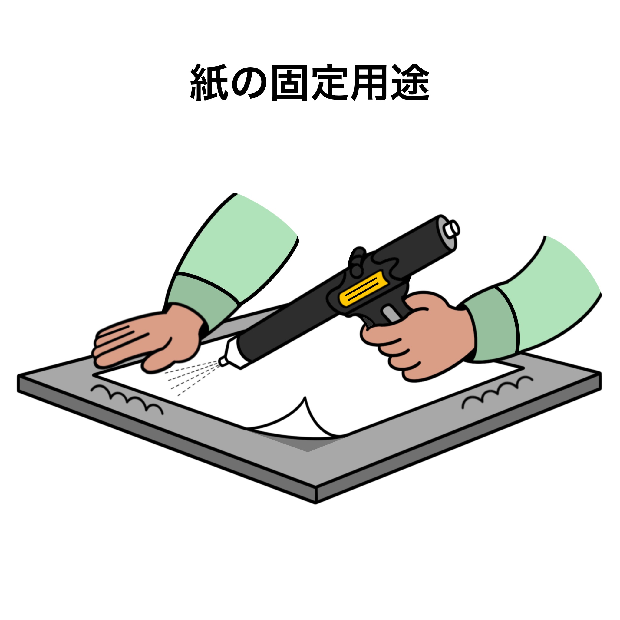 紙を静電気で固定する工程イメージ